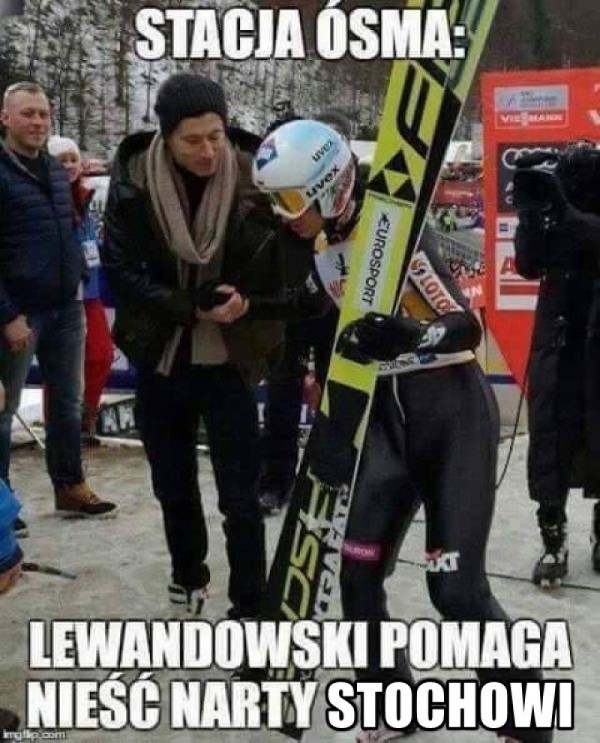 Stacja ósma: Lewandowski pomaga nieść narty Stochowi